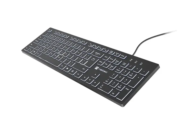 Клавиатура, Natec Keyboard Herring Glow US, White Backlight - image 1