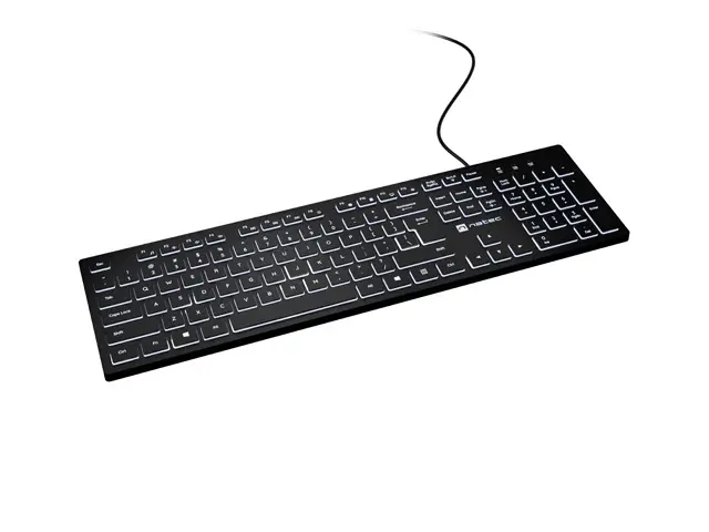 Клавиатура, Natec Keyboard Herring Glow US, White Backlight - image 2