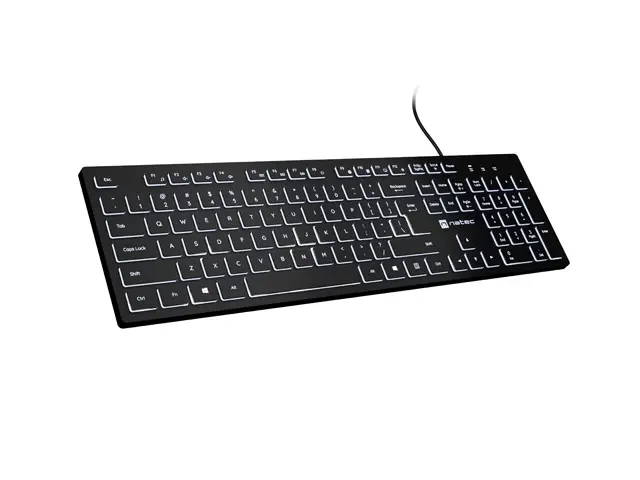 Клавиатура, Natec Keyboard Herring Glow US, White Backlight - image 3