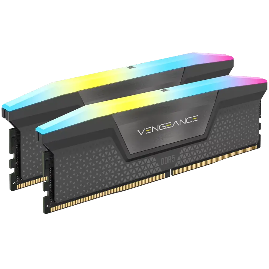 Памет Corsair Vengeance Gray RGB DDR5 64GB (2x32GB), 5600MHz, AMD EXPO & Intel XMP