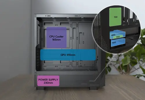Montech Carcasă ATX - X5 (B) - 4 ventilatoare A-RGB, USB-C - 13