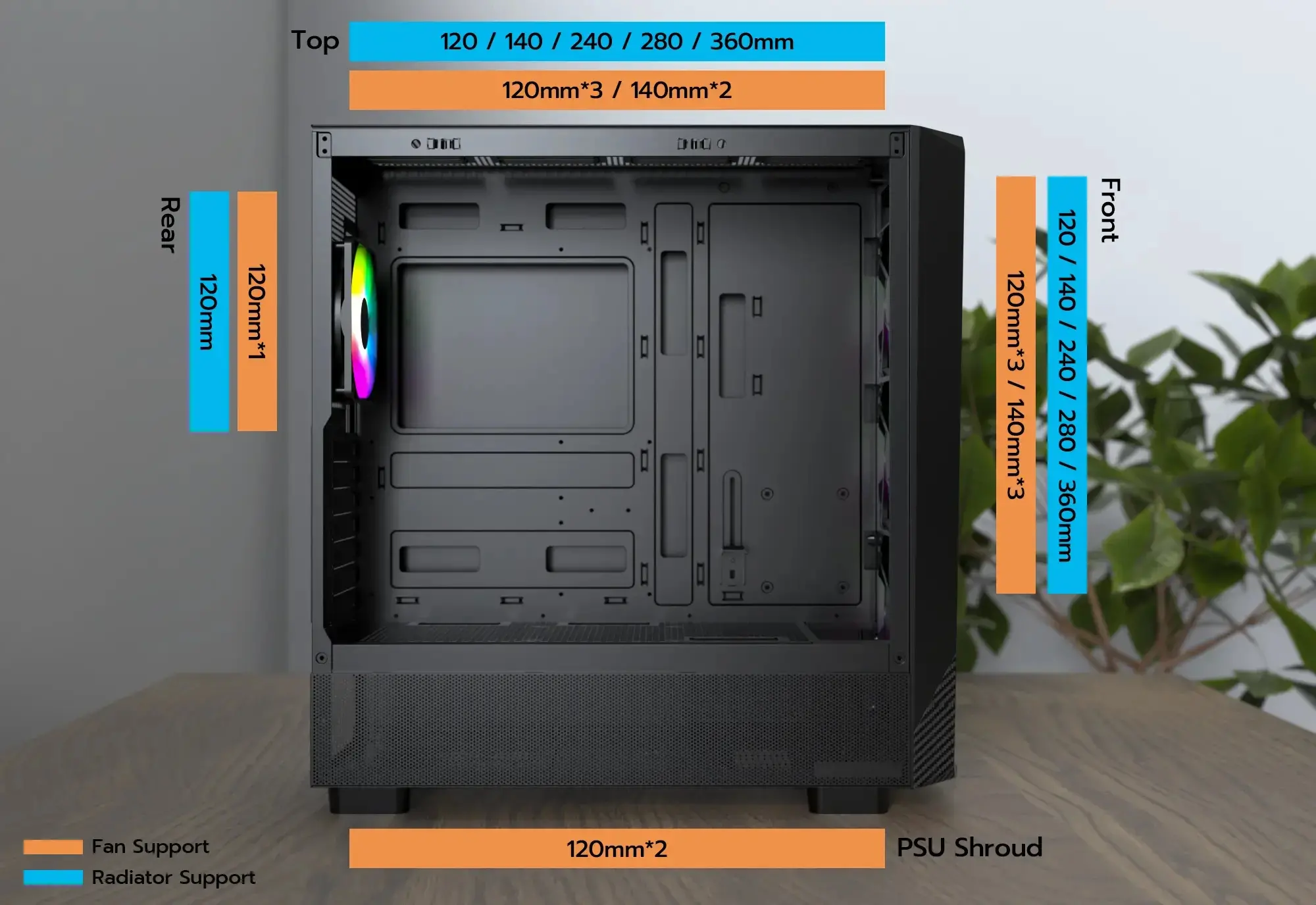 Montech кутия Case ATX - X5 (B) - 4 A-RGB fans, USB-C - image 9