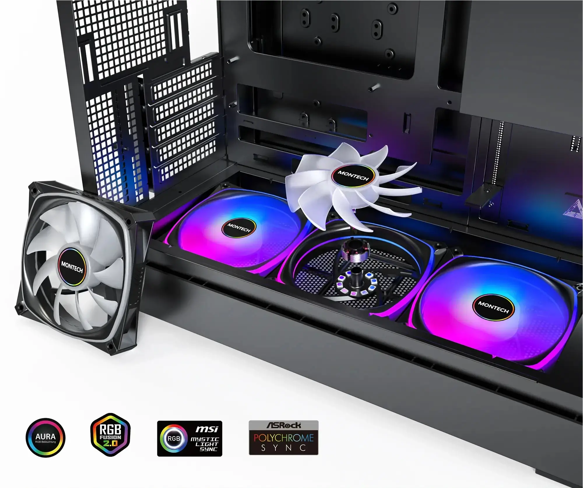 Montech кутия Case mATX - KING 15 PRO (W) - 4 x 120 mm A-RGB, USB-C - image 11