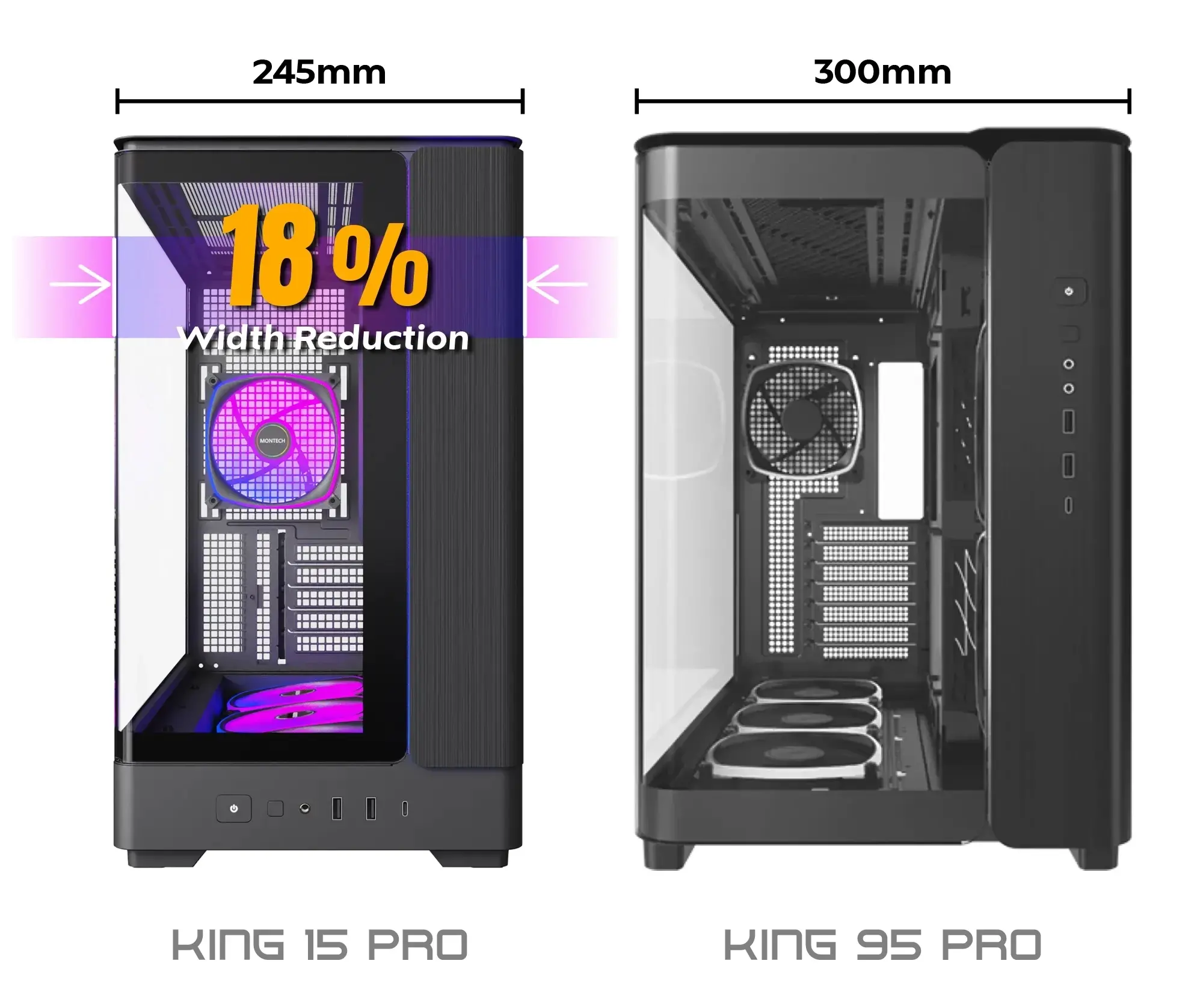 Montech кутия Case mATX - KING 15 PRO (W) - 4 x 120 mm A-RGB, USB-C - image 7