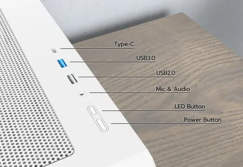 Montech кутия Case mATX - X5M (W) - 4 x 120 mm A-RGB, USB-C - image 7
