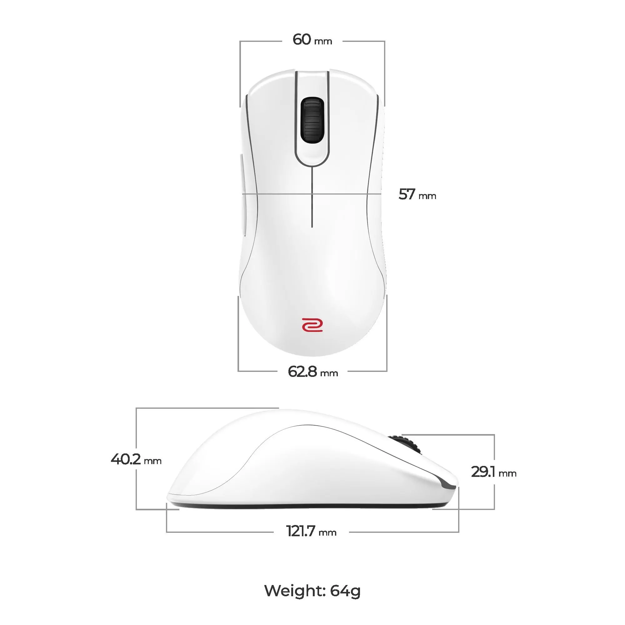 Безжична геймърска мишка ZOWIE ZA13-DW 4K, бяла - image 2