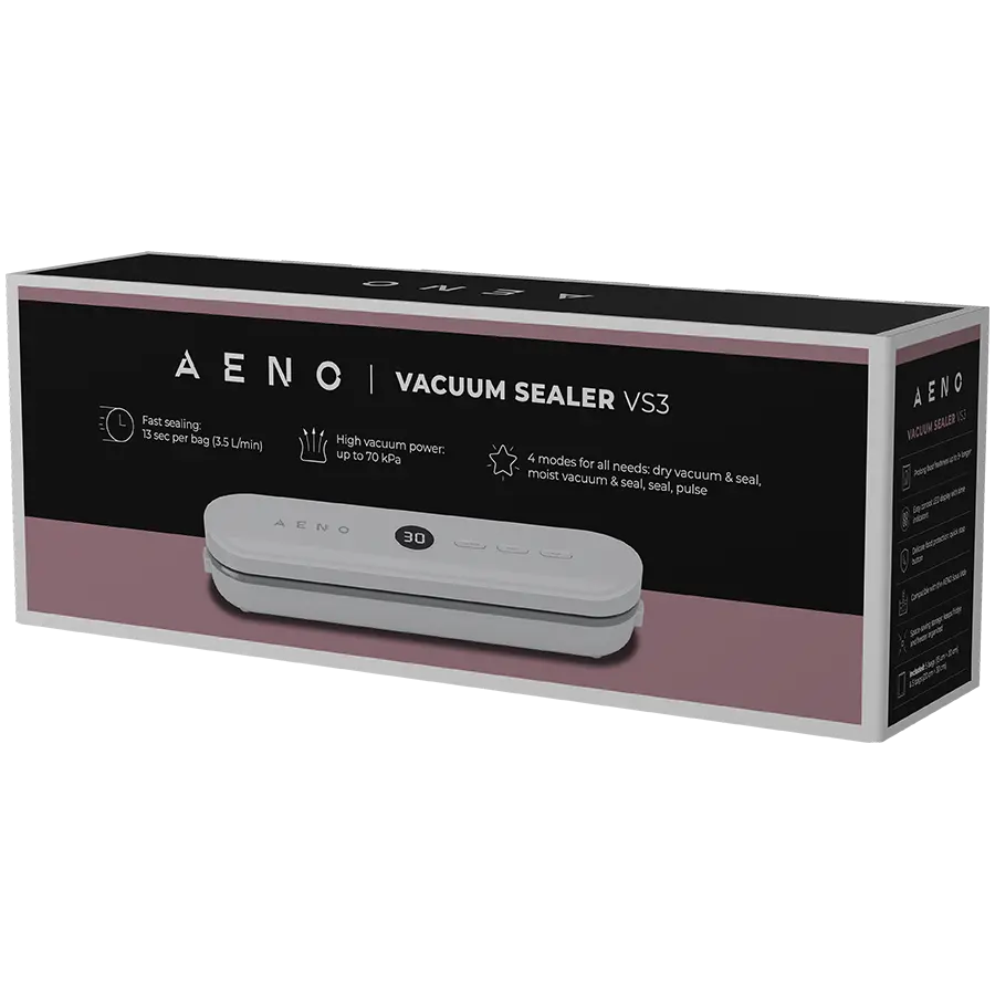AENO VS3 Vacuum Sealer, LED Display, 80W, 65kPa (+/-5kPa), White - image 8