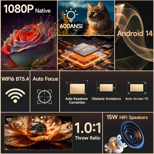 MagCubic φορητός προβολέας πολυμέσων HY350MAX - 8K, Android 14, Wi-Fi 6, Bluetooth 5.4 - 4