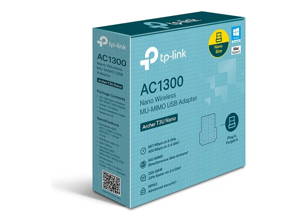 АДАПТЕР TP-LINK ARCHER T3U NANO - Black - PN TPLACT3UN - image 1