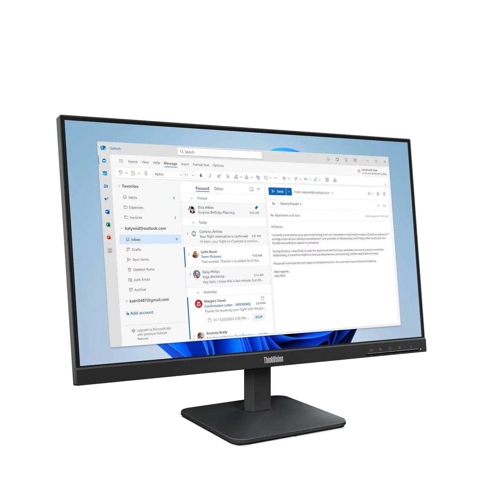 Монитор, Lenovo ThinkVision S24-4e 23.8" IPS WLED, 1920x1080, 16:9, 4ms, 100Hz, 250 cd/m2, 1300:1, HDMI, VGA, Tilt - image 1