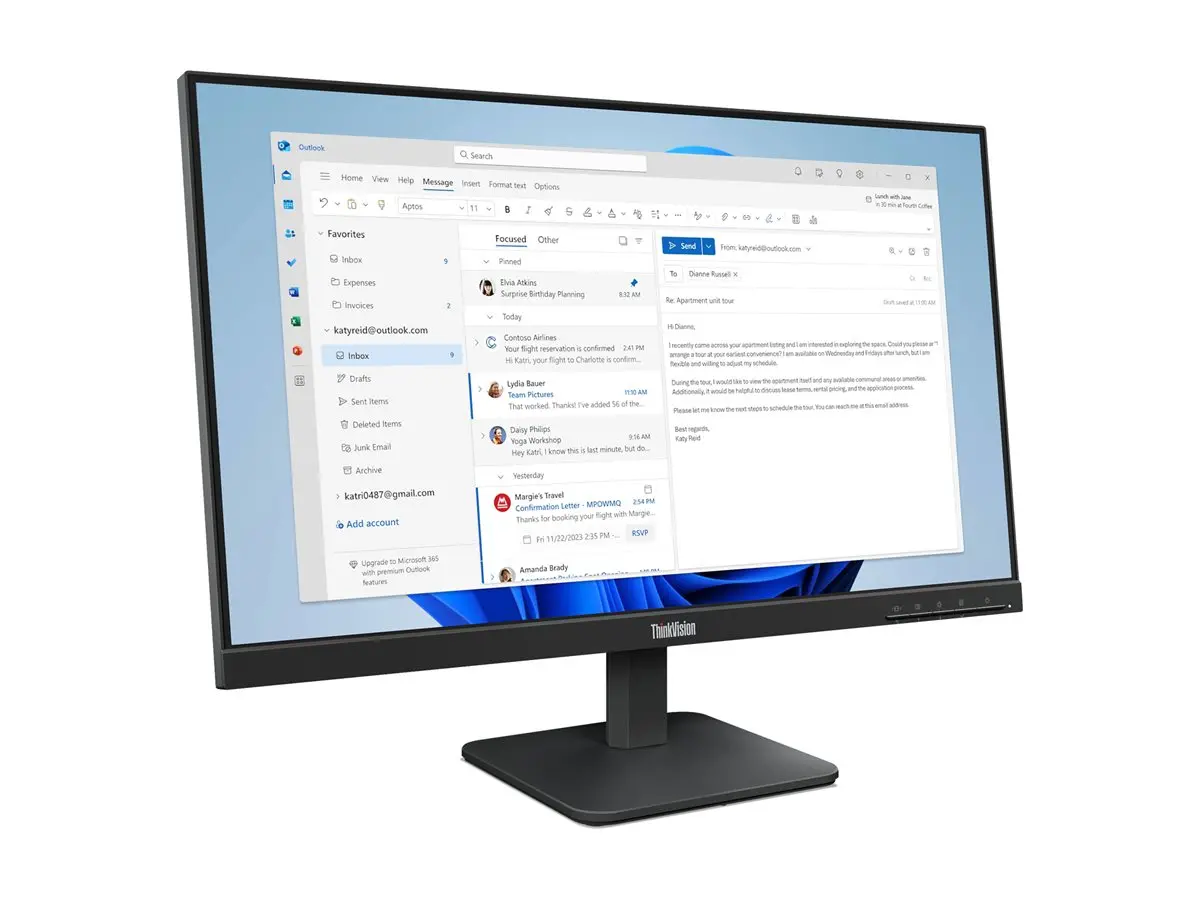 Монитор, Lenovo ThinkVision S24-4e 23.8" IPS WLED, 1920x1080, 16:9, 4ms, 100Hz, 250 cd/m2, 1300:1, HDMI, VGA, Tilt - image 7
