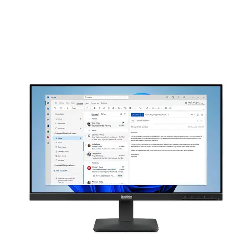 Монитор, Lenovo ThinkVision S24-4e 23.8" IPS WLED, 1920x1080, 16:9, 4ms, 100Hz, 250 cd/m2, 1300:1, HDMI, VGA, Tilt