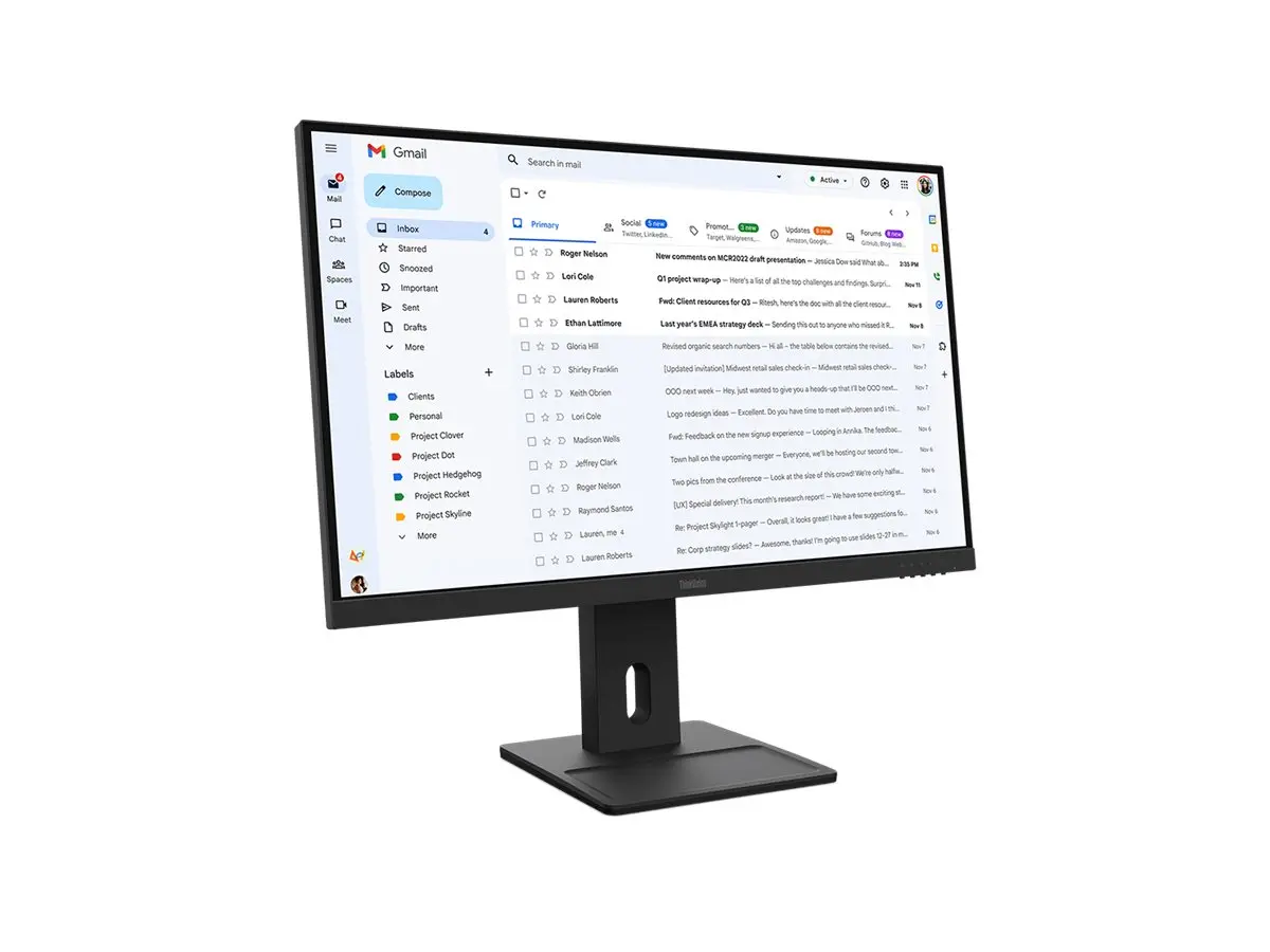 Монитор, Lenovo ThinkVision E27-40 27" IPS, WLED, 1920x1080, 16:9, 100Hz, 300 cd/m2, 1500:1, Speakers 2Wx2, HDMI, DP, VGA, Tilt, Swivel, Pivot, Height Adjust Stand - image 3