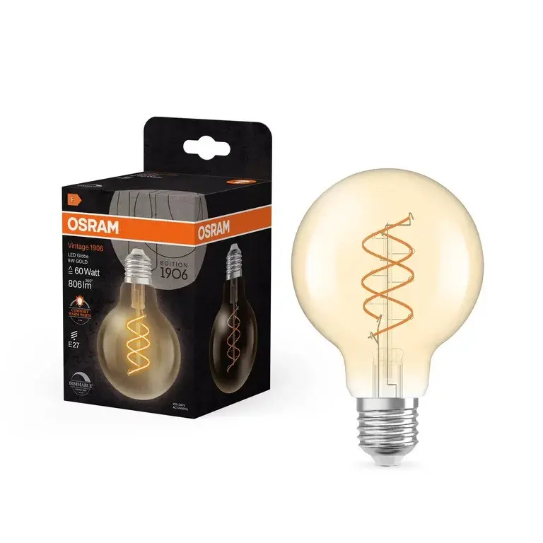 LED ЛАМПА VINTAGE 1906 CLA60 G80 GOLD 60 DIM 8W/922 E27 LEDVANCE