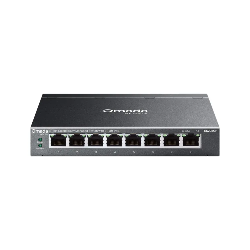 Комутатор TP-LINK ES208GP,Omada 8 порта Easy Managed Switch с 8x PoE+