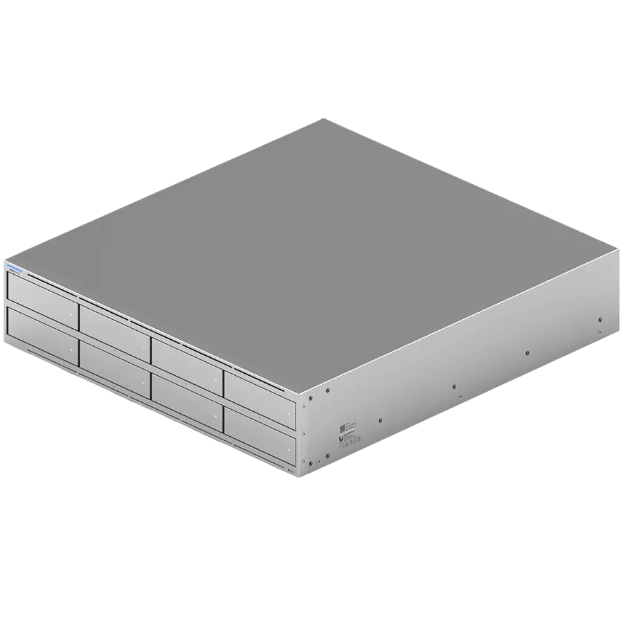 Ubiquiti UNAS-Pro-8-EU NAS 2U για rack με (8) θέσεις HDD 2.5/3.5" και (2) υποδοχές cache M.2 NVMe SSD, που προσφέρει ταχύτερη πρόσβαση, χαμηλότερη