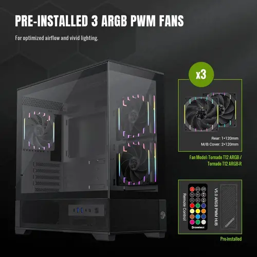 Gamemax кутия Case EATX - Vista 2 MB - 3 x 120 mm Addressable RGB - image 12