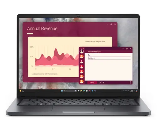 Лаптоп, Dell Pro 14 PC14250, Intel Core 5 120U (10 cores, up to 5.0 GHz), 14" FHD+(1920x1200) IPS, 300nits AG, 16 GB: 1 x 16 GB, DDR5, 5200 MT/s, 512 GB SSD, Intel graphics, FHD HDR IR Cam and Mic, Wi-Fi 6E, FPR, Backlit Kb, Ubuntu, Magnetite, 3Y PS