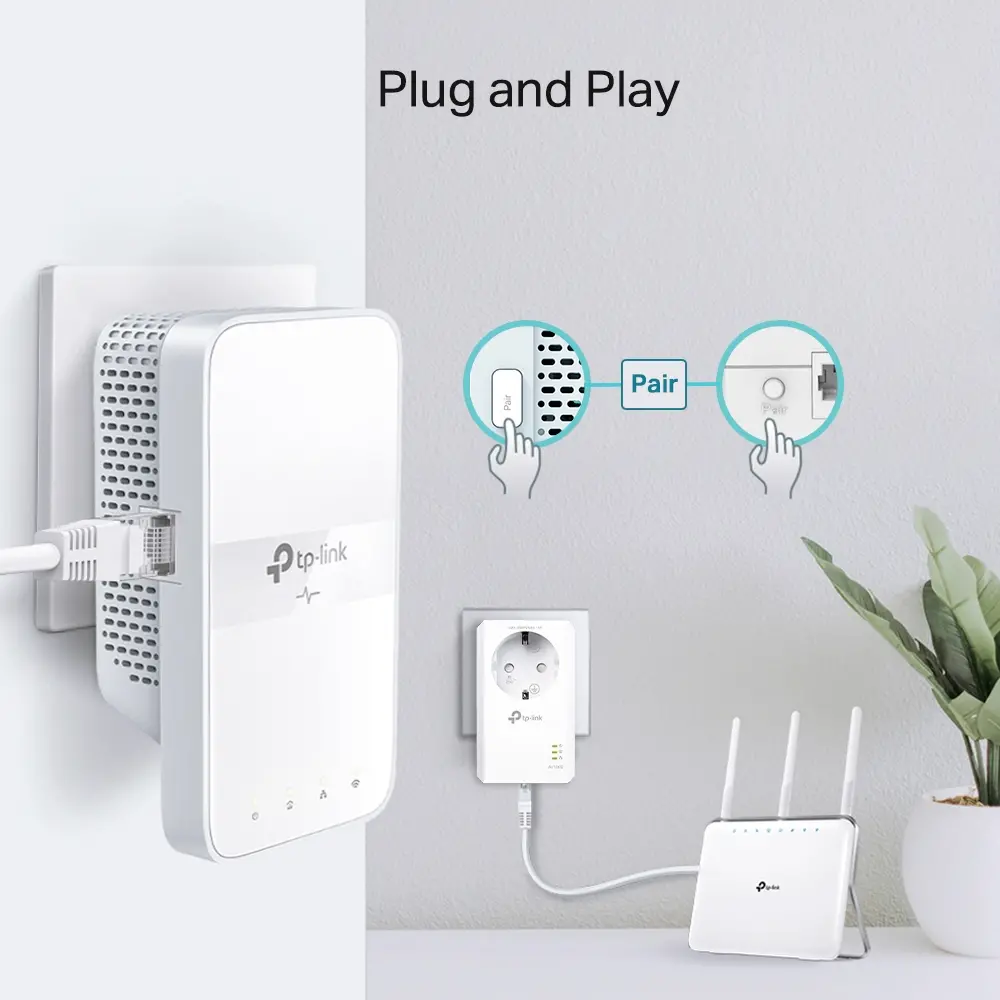 Адаптер за мрежа TP-LINK TL-WPA7617 KIT, AV1000,1xGbE порт,WiFi AC комплект,шуко - image 4
