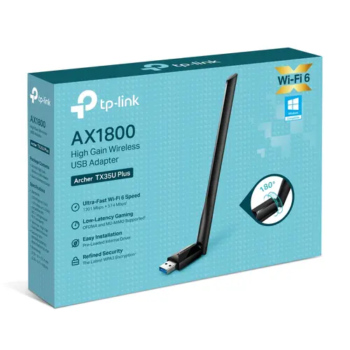 Безжичен адаптер TP-LINK Archer TX35U Plus, AX1800,двулентов,USB 3.0, - image 8