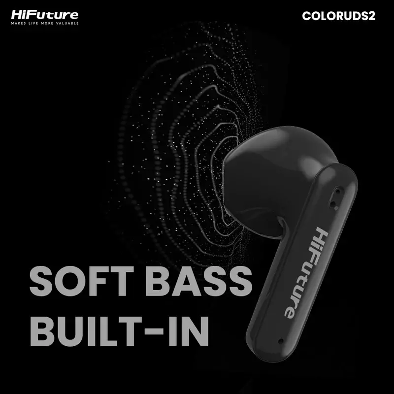 Ακουστικά, HiFuture ColorBuds2 μαύρα, Fashion TWS Earbuds, *5+15 ώρες αναπαραγωγής, Bluetooth 5.3, driver 10MM, απαλά μπάσα, άνετη εφαρμογή, επιλογή - image 2