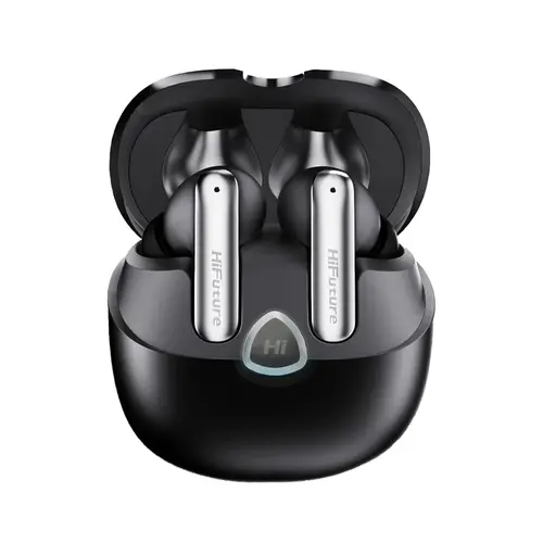 Căști, HiFuture SonicAir negre, 4 microfoane ENC, 35 de ore de redare, Wireless 5.3, driver 10MM, bas discret, potrivire confortabilă - 1