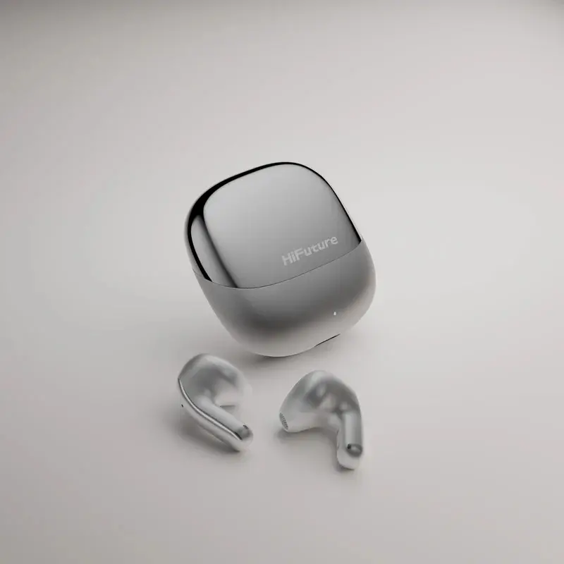 Căști, HiFuture ChromeBuds Titanium, carcasă de încărcare metalică, 4 microfoane ENC, Wireless 5.4, până la 6 ore de autonomie cu o singură încărcare