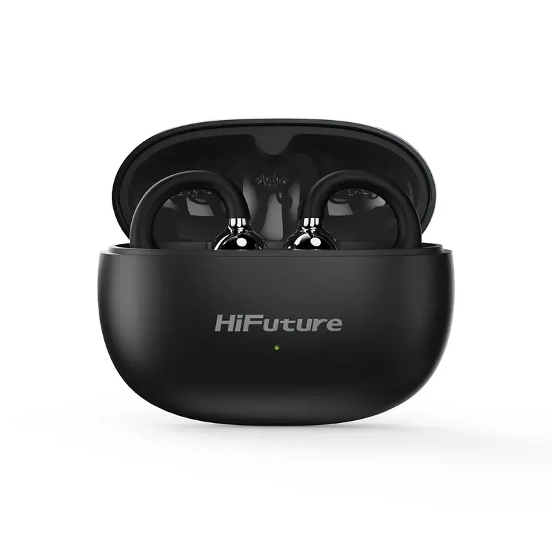 Ακουστικά, HiFuture FlexClip Μαύρο, Άνεση ανοιχτού αυτιού, Bluetooth 5.4, Σύστημα κλήσεων 4 Mics ENC, Αυτονομία έως 30 ώρες, Αδιάβροχο IPX5, Driver