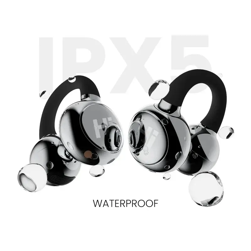 Căști, HiFuture FlexClip Negru, Confort open ear, Bluetooth 5.4, Sistem de apelare 4 Mics ENC, Autonomie de până la 30 de ore, Rezistente la apă IPX5 - image 1