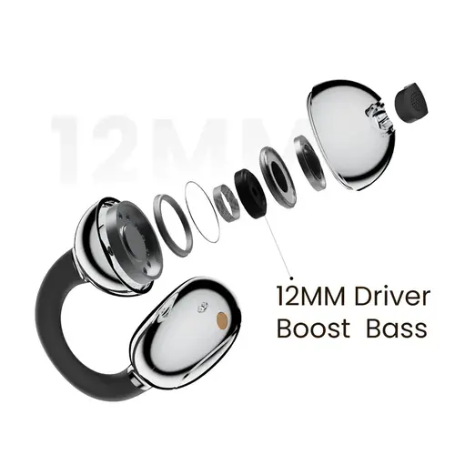 Слушалки, HiFuture FlexClip Black, Open Ear Comfort, Bluetooth 5.4, 4 Mics ENC Calling System, Playtime up to 30 Hours, IPX5 Waterproof, 12mm Driver Bass Boost - image 2