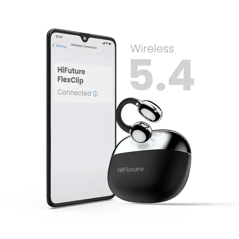 Căști, HiFuture FlexClip Negru, Confort open ear, Bluetooth 5.4, Sistem de apelare 4 Mics ENC, Autonomie de până la 30 de ore, Rezistente la apă IPX5 - image 3