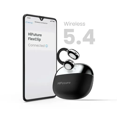 Ακουστικά, HiFuture FlexClip Μαύρο, Άνεση ανοιχτού αυτιού, Bluetooth 5.4, Σύστημα κλήσεων 4 Mics ENC, Αυτονομία έως 30 ώρες, Αδιάβροχο IPX5, Driver - 4