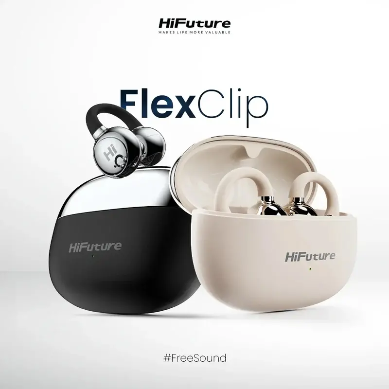 Слушалки, HiFuture FlexClip Black, Open Ear Comfort, Bluetooth 5.4, 4 Mics ENC Calling System, Playtime up to 30 Hours, IPX5 Waterproof, 12mm Driver Bass Boost - image 4