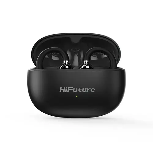 Căști, HiFuture FlexClip Negru, Confort open ear, Bluetooth 5.4, Sistem de apelare 4 Mics ENC, Autonomie de până la 30 de ore, Rezistente la apă IPX5 - 1