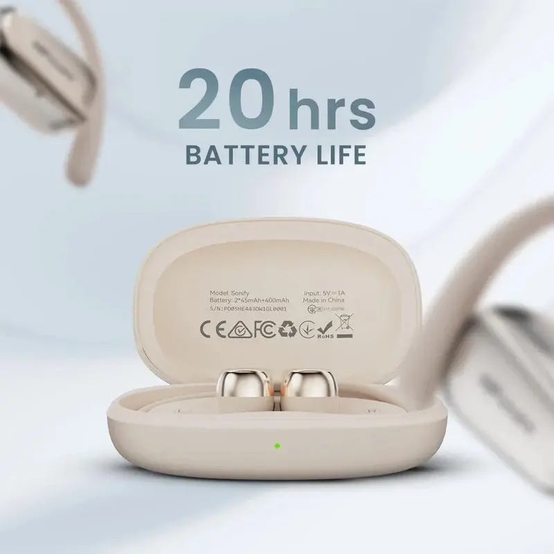 Слушалки, HiFuture Sonify Champagne Gold, Open Ear Comfort, Bluetooth 5.4, 4 Mics ENC Calling System, Playtime up to 20 Hours, IPX5 Waterproof, 15mm Driver Bass Boost - image 3