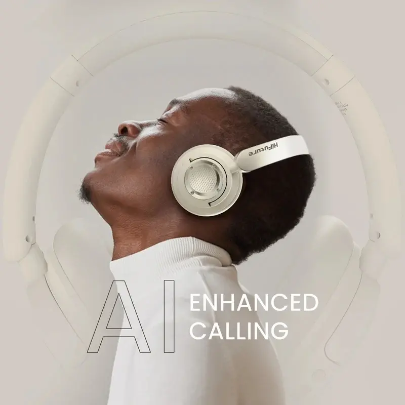 Слушалки, HiFuture FutureTour X Champagne Gold, Hybrid Active Noise Canceling, 35-Hour Playtime, Memory Protein Foam Cover, AI Enhanced Crystal-Clear Call, Wireless 5.4, AUX Cable - image 2