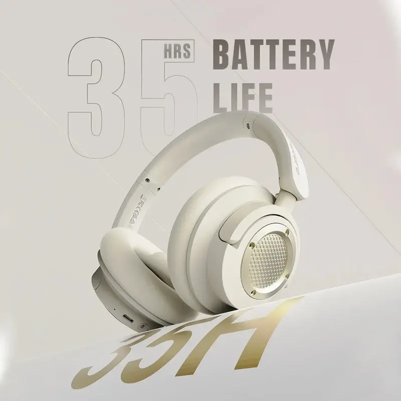Слушалки, HiFuture FutureTour X Champagne Gold, Hybrid Active Noise Canceling, 35-Hour Playtime, Memory Protein Foam Cover, AI Enhanced Crystal-Clear Call, Wireless 5.4, AUX Cable - image 3