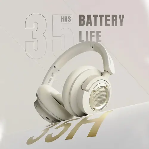 Слушалки, HiFuture FutureTour X Champagne Gold, Hybrid Active Noise Canceling, 35-Hour Playtime, Memory Protein Foam Cover, AI Enhanced Crystal-Clear Call, Wireless 5.4, AUX Cable - image 3