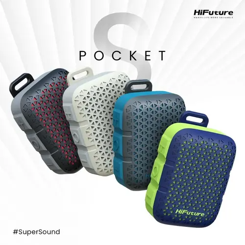 Ηχεία, HiFuture Pocket S Μπεζ, Bluetooth 5.4, Αδιάβροχο IPX7, Ισχύς εξόδου 5W, Pair to Play (λειτουργία TWS), Αυτονομία έως 8 ώρες, Υποστήριξη κλιπ - 3
