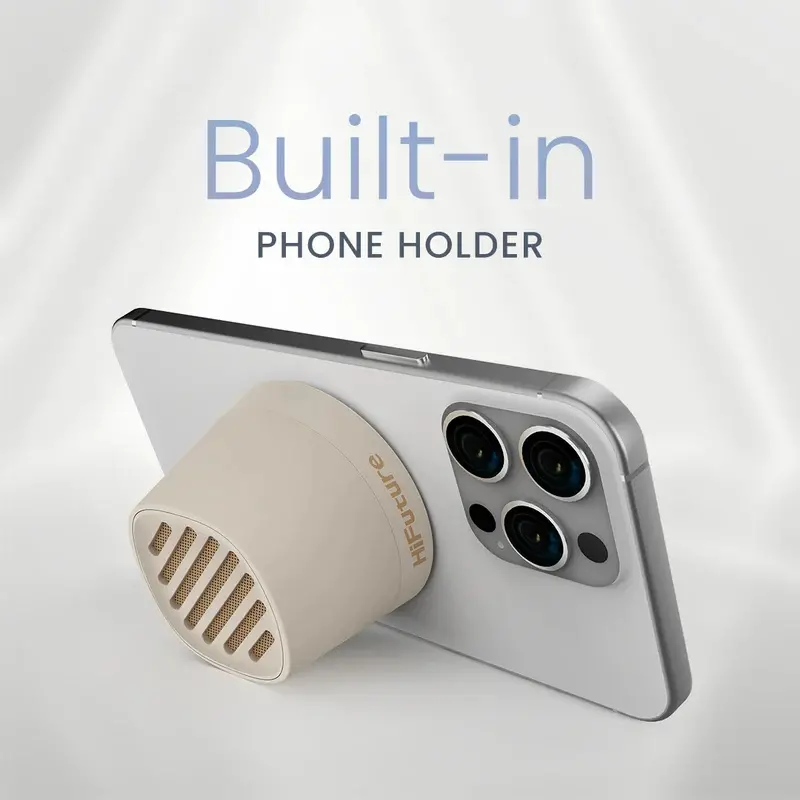 Тонколони, HiFuture Mega S Latte, Bluetooth 5.4, MagSafe, 5W Output, Built-in MIC support Handsfree, Pair to Play (TWS Mode), Up to 10 Hours Playtime, Wireless Charge (7.5W-15W), Phone Holder - image 1