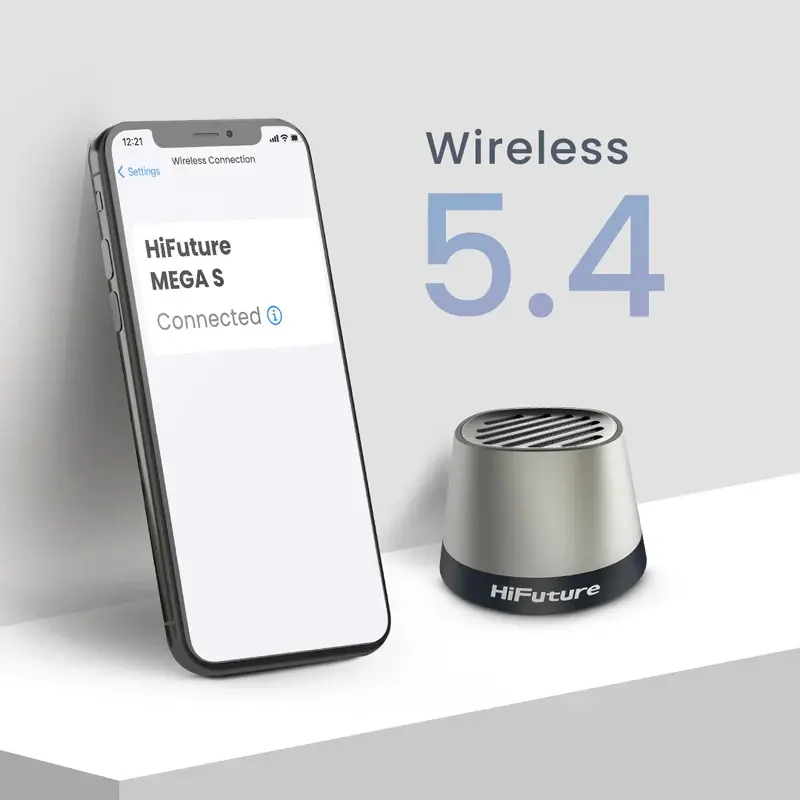 Boxe, HiFuture Mega S Gri argintiu, Bluetooth 5.4, MagSafe, Putere de ieșire 5W, MIC încorporat cu suport Handsfree, Pair to Play (mod TWS), Autonomie - image 3