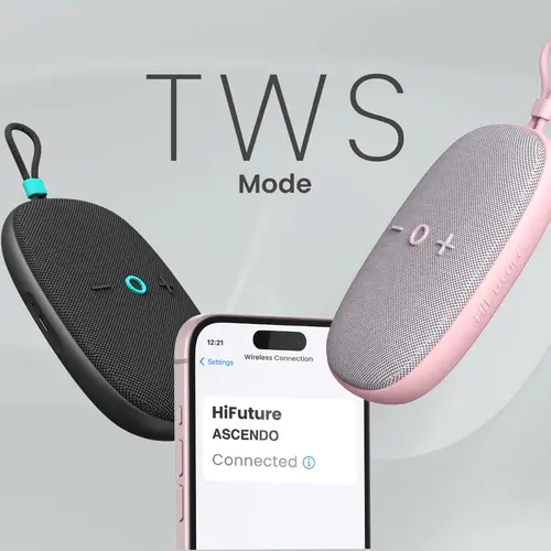 Тонколони, HiFuture ASCENDO Black, Bluetooth 5.3, IPX7 Waterproof, 20W Output, Pair to Play (TWS Mode), Up to 15 Hours Playtime, Built in 2-in-1 Amplifier - image 1