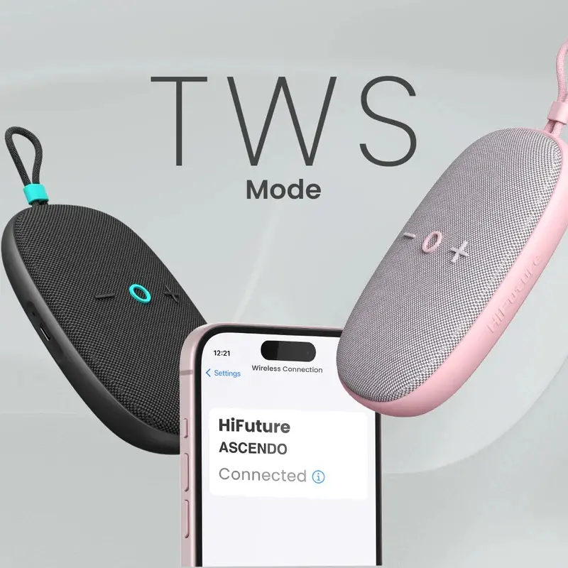 Тонколони, HiFuture ASCENDO Pink, Bluetooth 5.3, IPX7 Waterproof, 20W Output, Pair to Play (TWS Mode), Up to 15 Hours Playtime, Built in 2-in-1 Amplifier - image 1