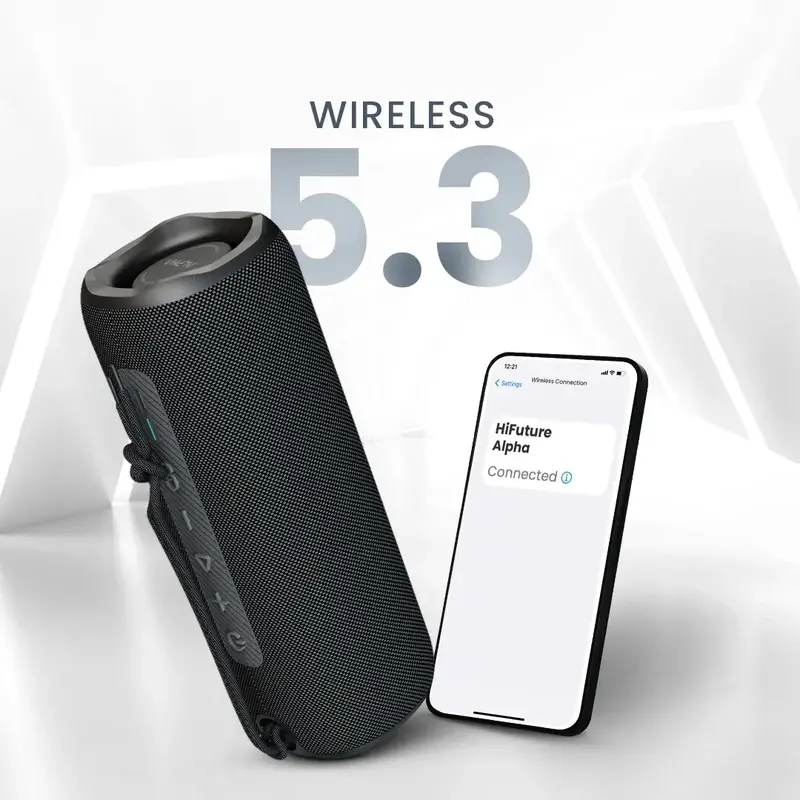 Тонколони, HiFuture Alpha Black, Bluetooth 5.3, IPX7 Waterproof, 20W Output, Pair to Play (TWS Mode), Up to 12 Hours Playtime, Built in 2-in-1 Amplifier - image 1