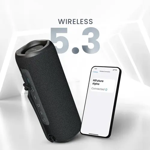 Тонколони, HiFuture Alpha Black, Bluetooth 5.3, IPX7 Waterproof, 20W Output, Pair to Play (TWS Mode), Up to 12 Hours Playtime, Built in 2-in-1 Amplifier - image 1