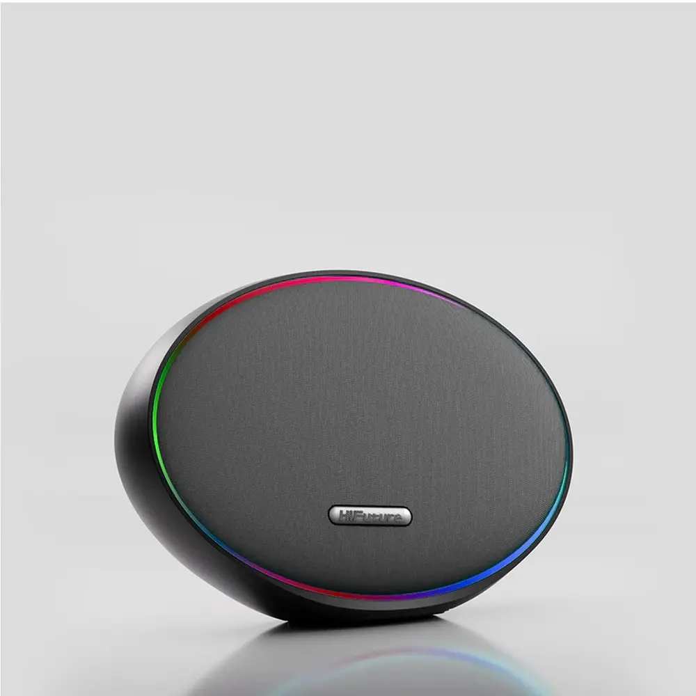 Тонколони, HiFuture ORBIT Black, 80W Output (Max.power), Built-in Powerful DSP with DynaBoost Technology, Pair to Stereo Sound System (TWS Mode), Wireless 5.4, Orbit Lighting, Aluminum Elegance, Up to 8 Hours Playtime, Support Extension Media Player, Connection:USB