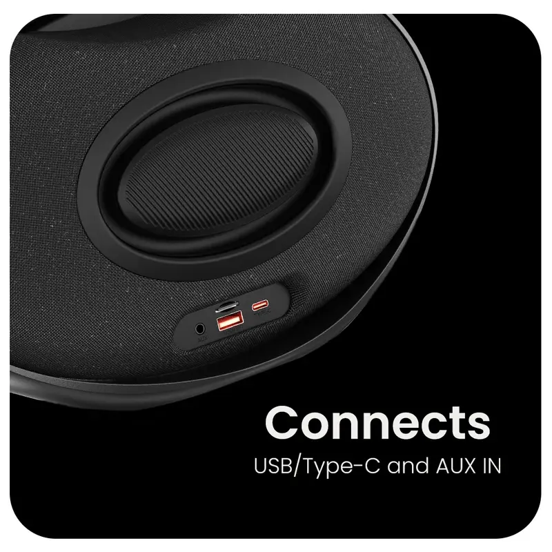 Тонколони, HiFuture ORBIT Black, 80W Output (Max.power), Built-in Powerful DSP with DynaBoost Technology, Pair to Stereo Sound System (TWS Mode), Wireless 5.4, Orbit Lighting, Aluminum Elegance, Up to 8 Hours Playtime, Support Extension Media Player, Connection:USB - image 4
