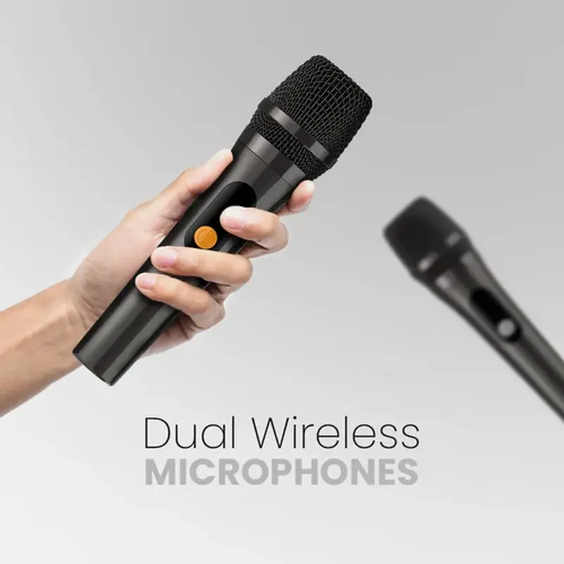 Тонколони, HiFuture MusicBox100 Black, 20W Output, Karaoke Enable, Two Wireless Microphone, 4000mAh Battery (Support Power Bank), RGB Lighting, Pair to Play (TWS Mode), Bluetooth 5.3 - image 3