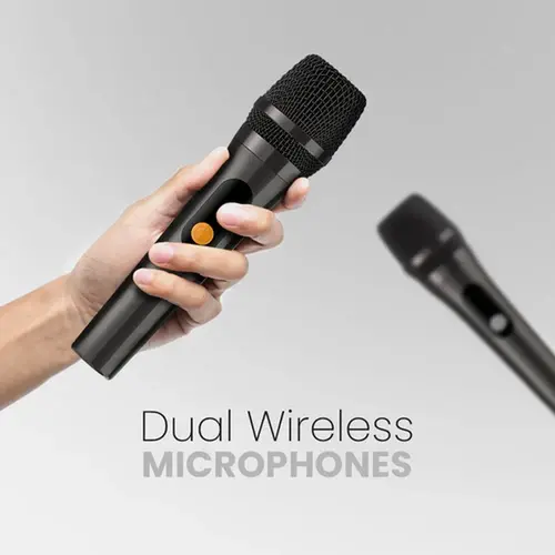 Тонколони, HiFuture MusicBox100 Black, 20W Output, Karaoke Enable, Two Wireless Microphone, 4000mAh Battery (Support Power Bank), RGB Lighting, Pair to Play (TWS Mode), Bluetooth 5.3 - 4