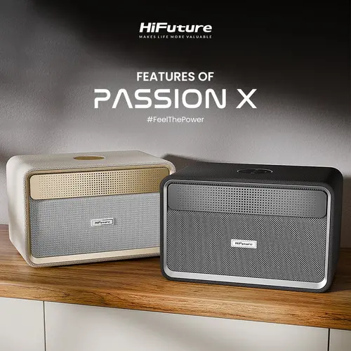Тонколони, HiFuture Passion X Black, 100W Output (Max.Power), Built-in Powerful DSP with DynaBoost Technology, Crafted Wood Cabin, Wireless 5.4, Two-Way Full Range Speaker System, Built-in 8000mAh High-Performance Battery System, Pair to Stereo Sound System(TWS Mod - image 4